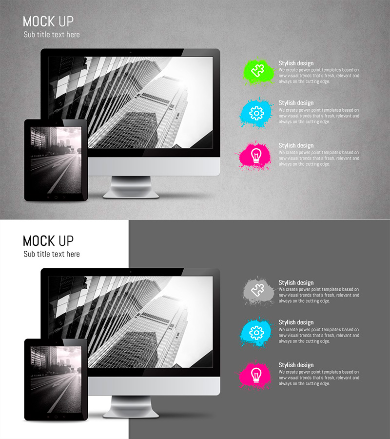 감각적인 클라우드 프레젠테이션 템플릿 목업 – 제품/서비스 소개