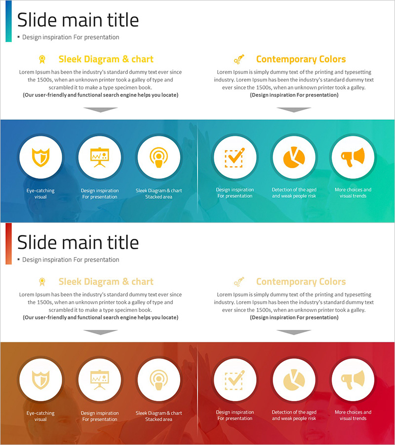 슬릭 그래프와 다이어그램을 활용한 프레젠테이션 – 현대적인 색감