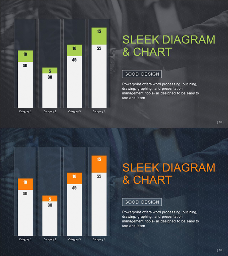 막대그래프형 데이터 분석 슬라이드 | 수직 비교 차트 PPT