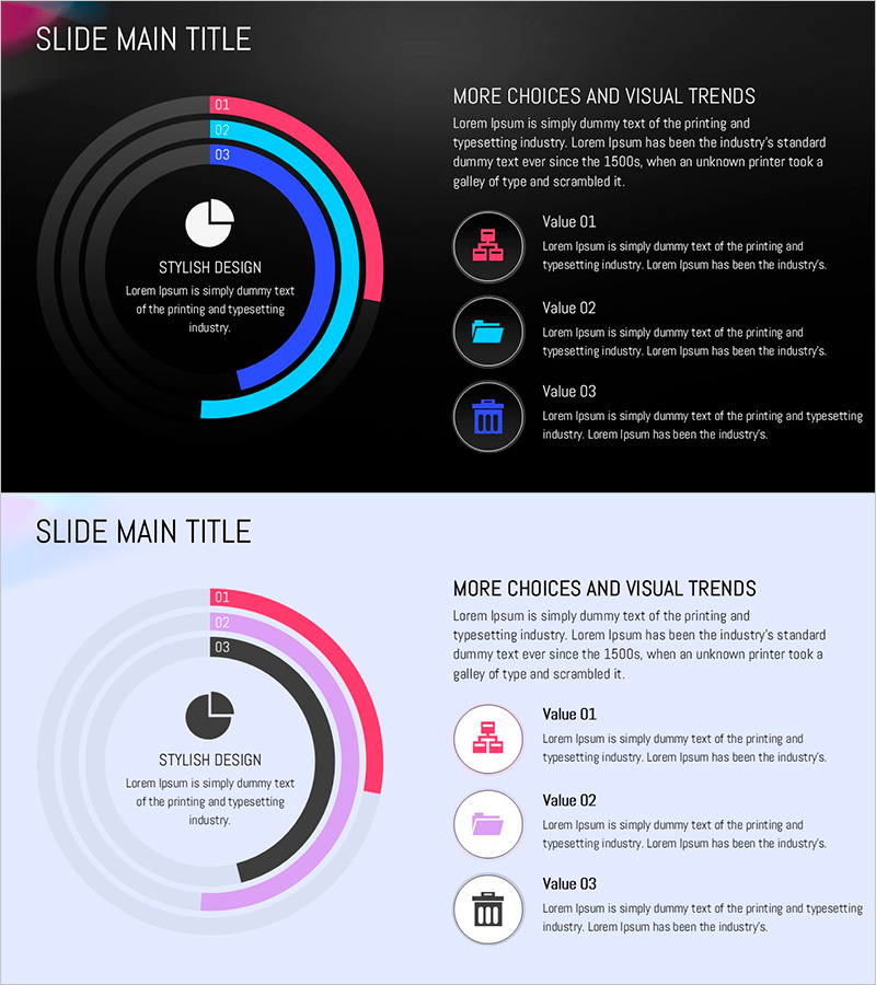 원형 그라데이션 와이드 템플릿 도넛차트3