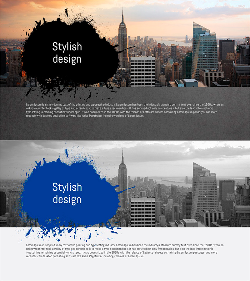 고객 성공 사례를 담은 페인트 스플래쉬 템플릿 슬라이드