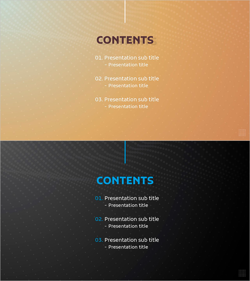 도트패턴 와이드 파워포인트 템플릿 목차 – 효율적인 정보 전달