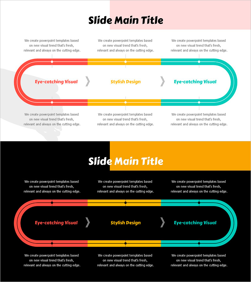 봄 파스텔 와이드 파워포인트 템플릿 연결 프로세스 다이어그램