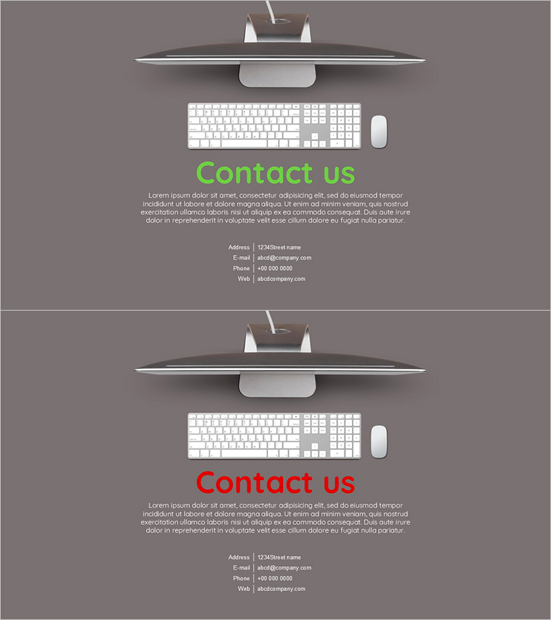 컴퓨터 목업을 활용한 콘택트 슬라이드 – 전문성을 강조