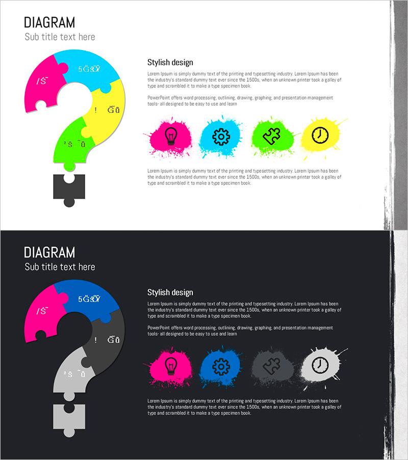 다채로운 페인트 스플래쉬 템플릿 다이어그램 – 제품 및 서비스 소개