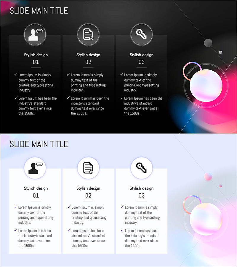원형 그라데이션 와이드 템플릿 아이콘&텍스트박스 – 비즈니스의 스타일을 담다