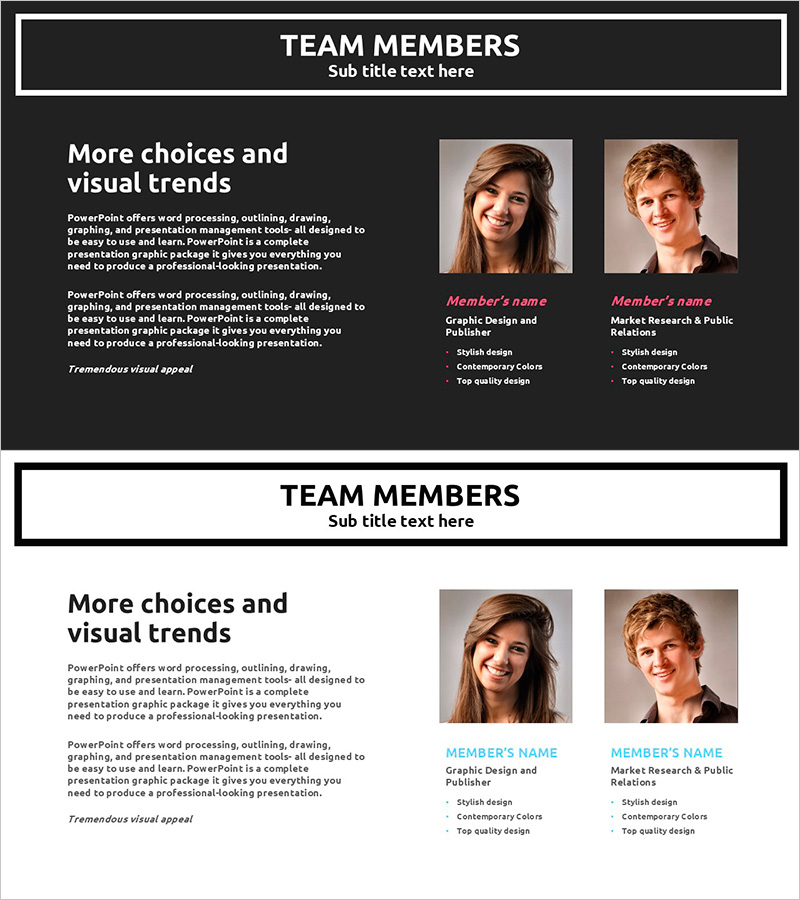 팀 멤버를 소개하는 감각적인 클라우드 템플릿