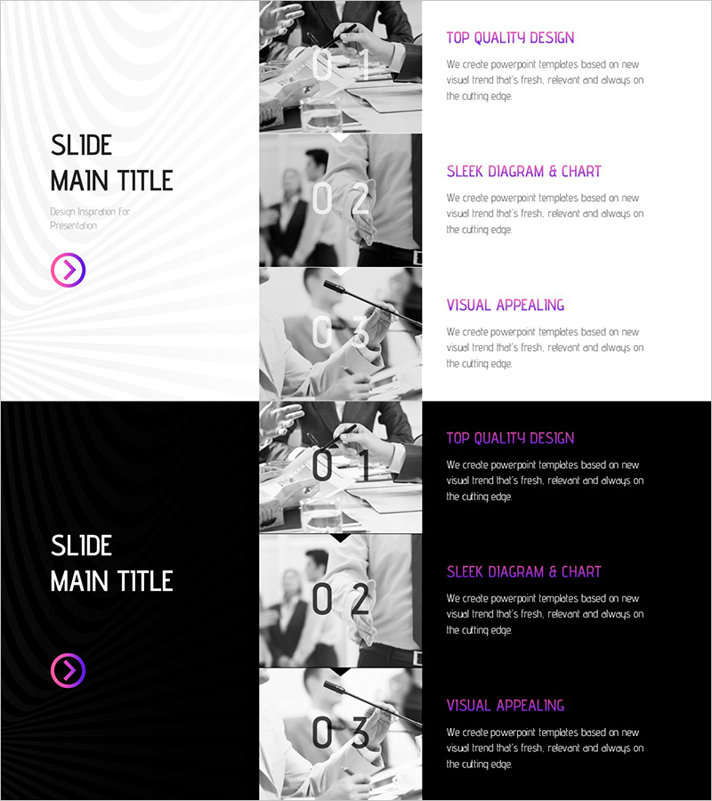 환상 와이드 PPT 순서 다이어그램 – 창의적인 마케팅 전략