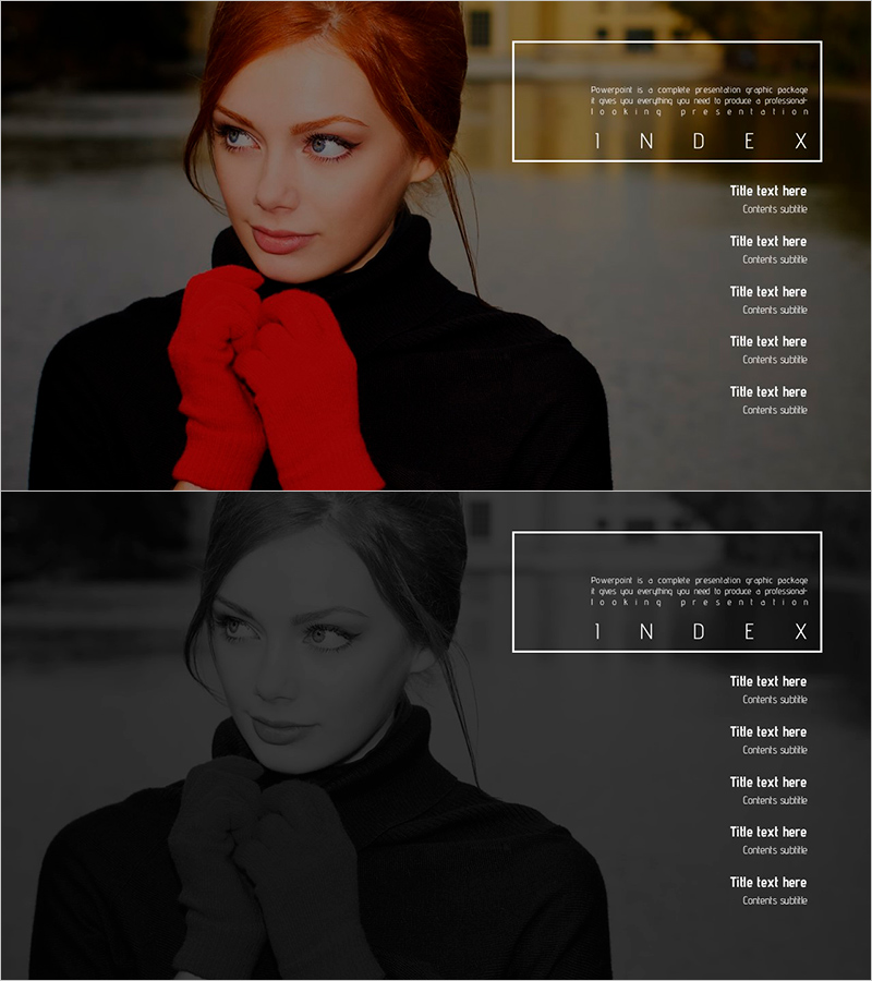 패션 아이템 배경의 목차 슬라이드