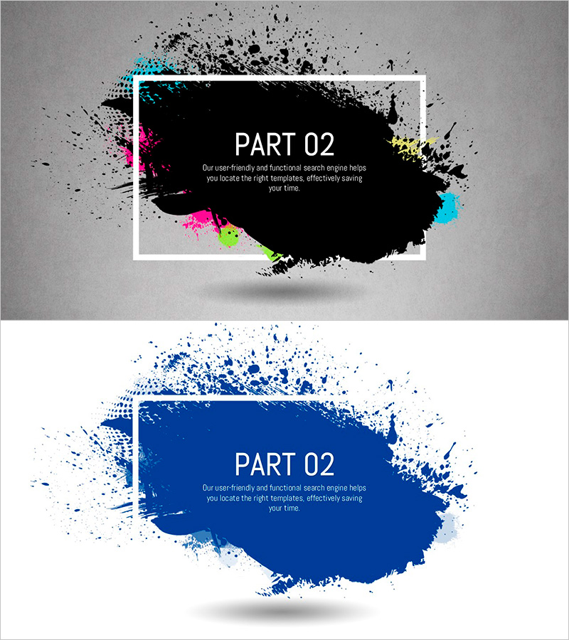 페인트 스플래쉬 템플릿 간지 – 창의적 분할 슬라이드