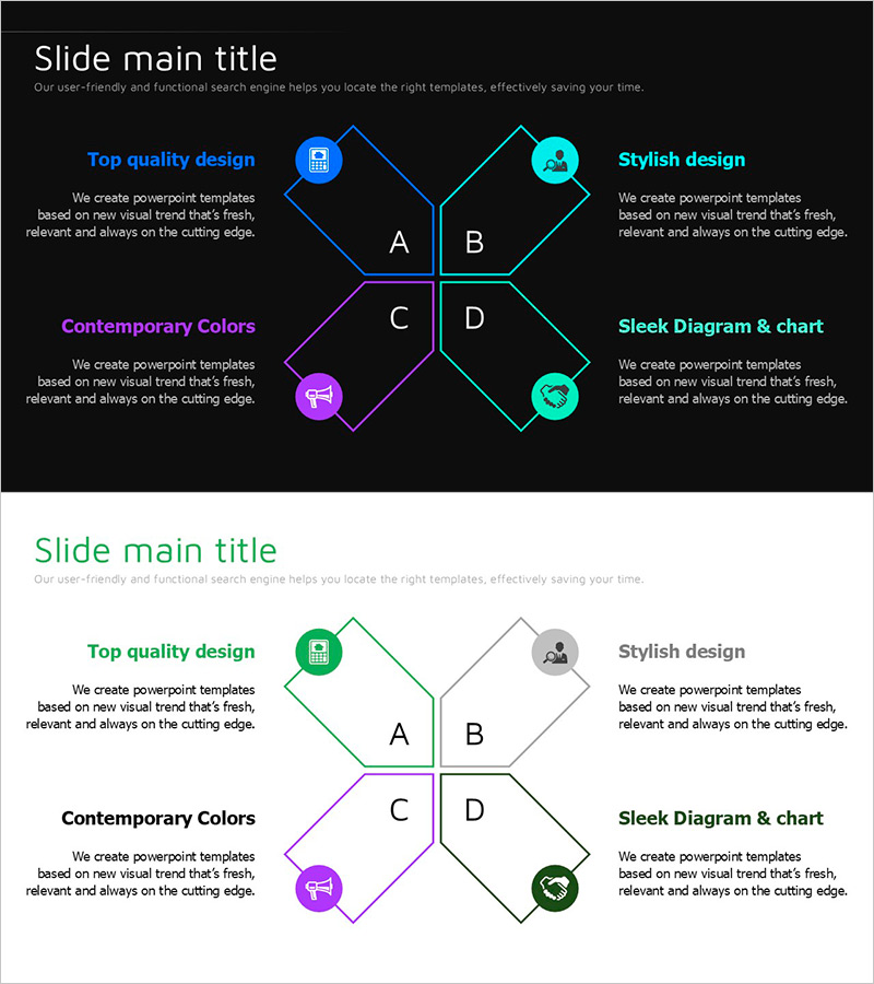 무한 에너지 와이드 PPT 다이어그램4 – 전략적 사업 비전