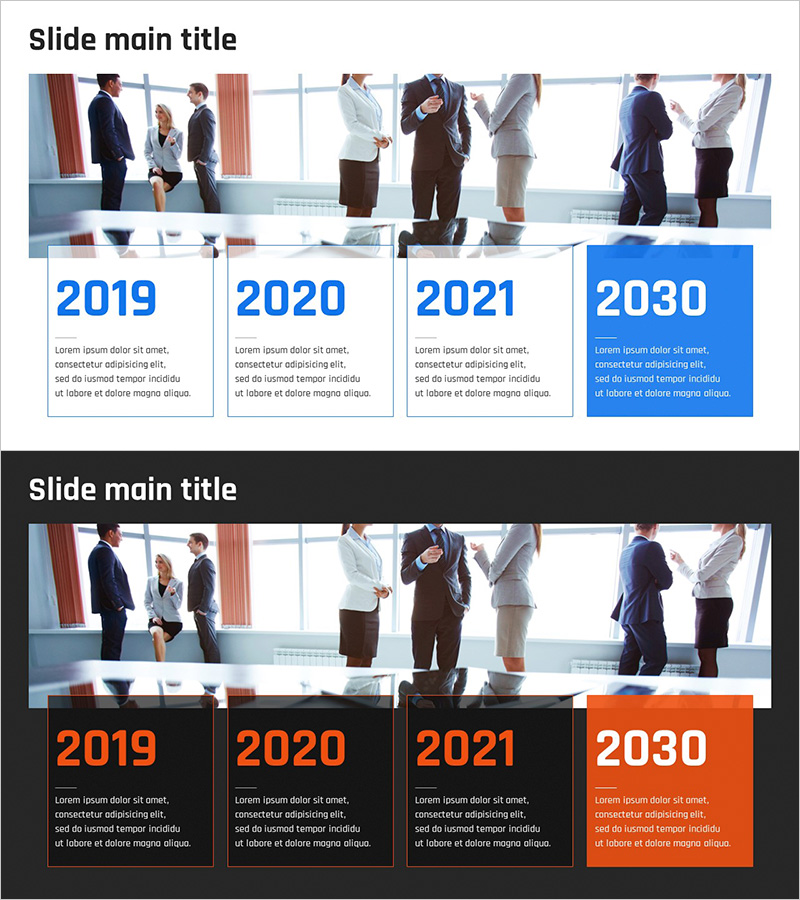 비즈니스 연혁 사각 폐쇄 다이어그램 – 시간의 흐름을 담다