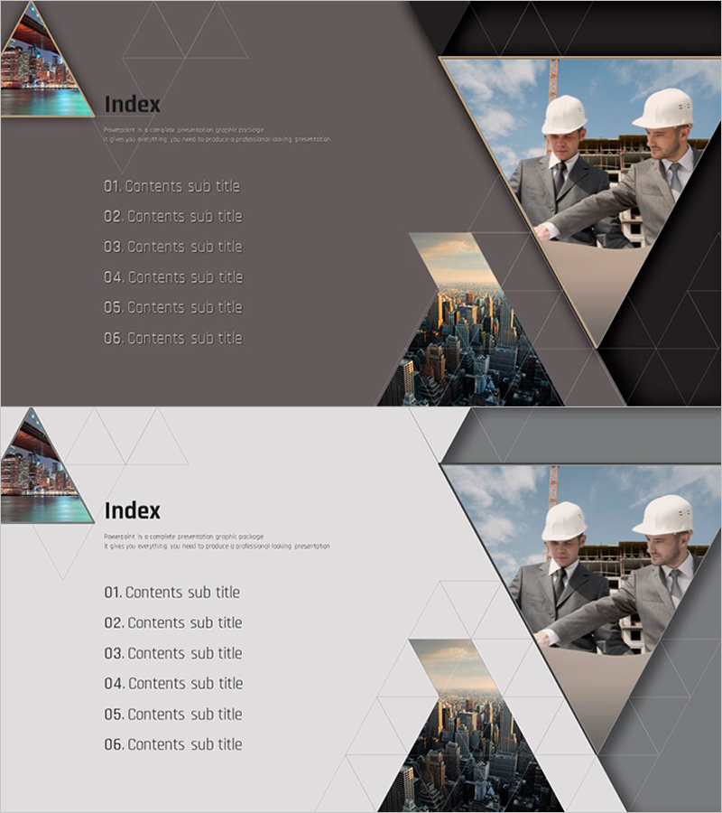 삼각형 프레임의 건축 템플릿 목차