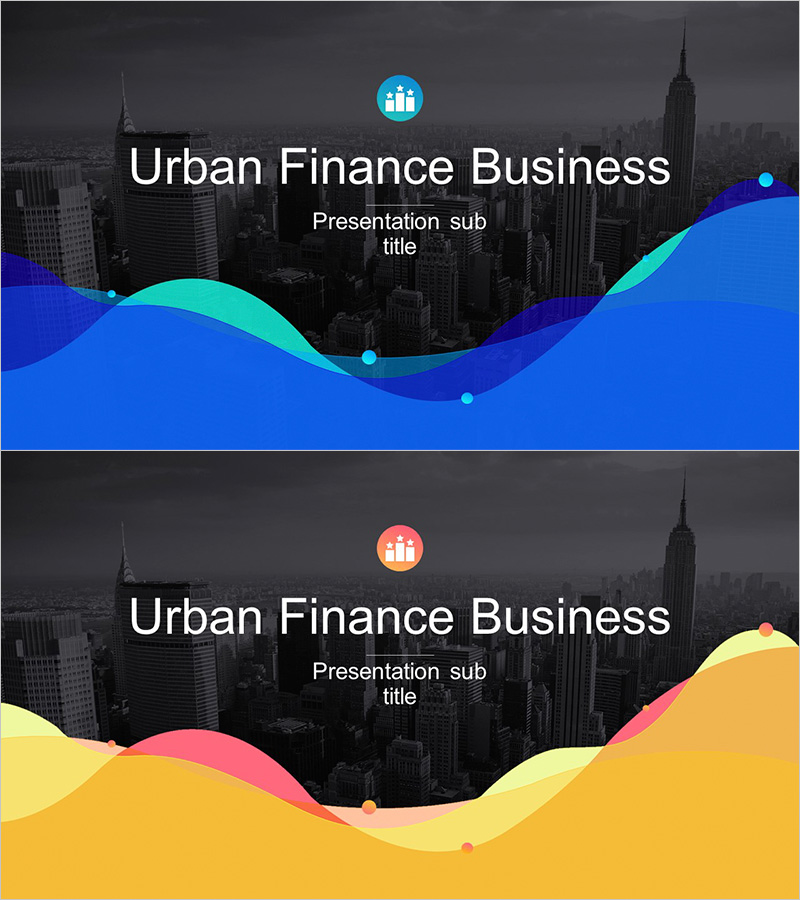 도시 금융 비즈니스 물결 템플릿 표지