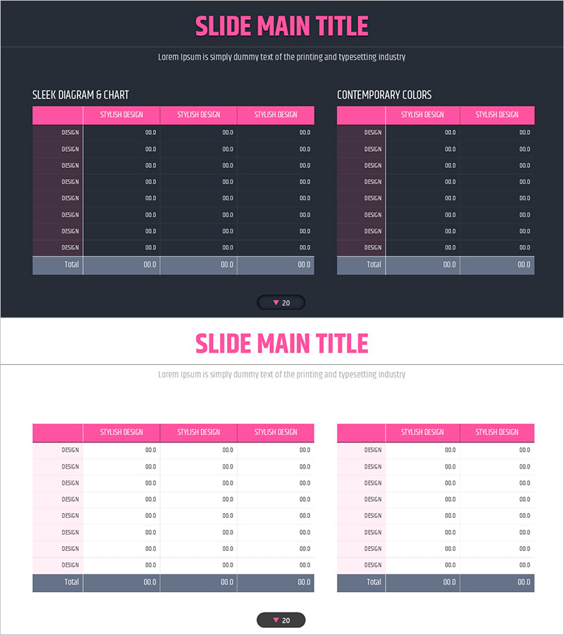 4색 인포그래픽 테이블 – 재무 성과 시각화