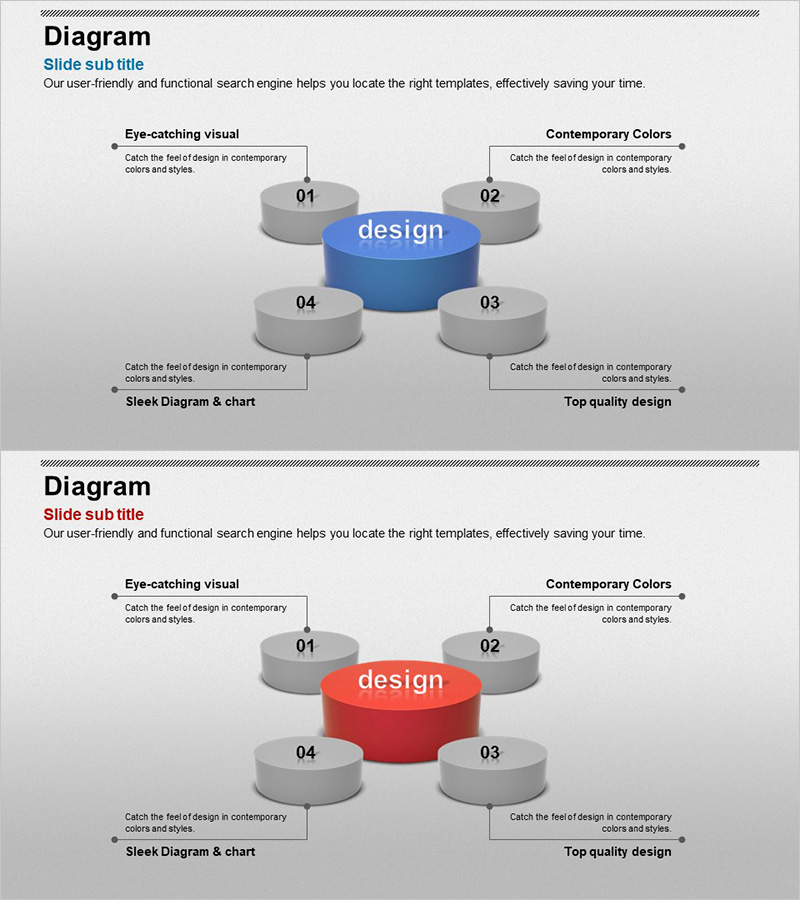 3D 실린더 모양 다이어그램 – 사업 전략 및 비전