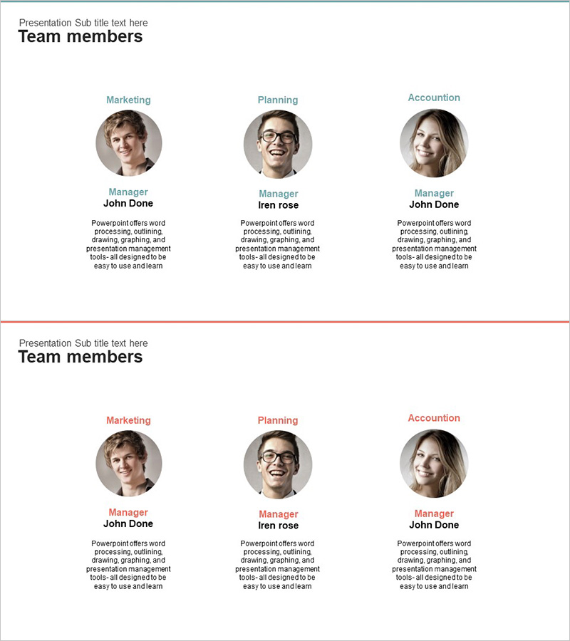 회사 주요 인력 – 다이어그램으로 구성된 팀 소개