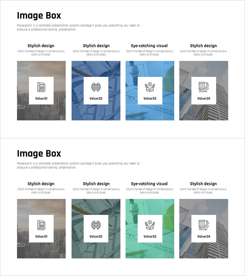 투자 사업 이미지 박스 다이어그램 – 마케팅 전략 및 프로그램 소개