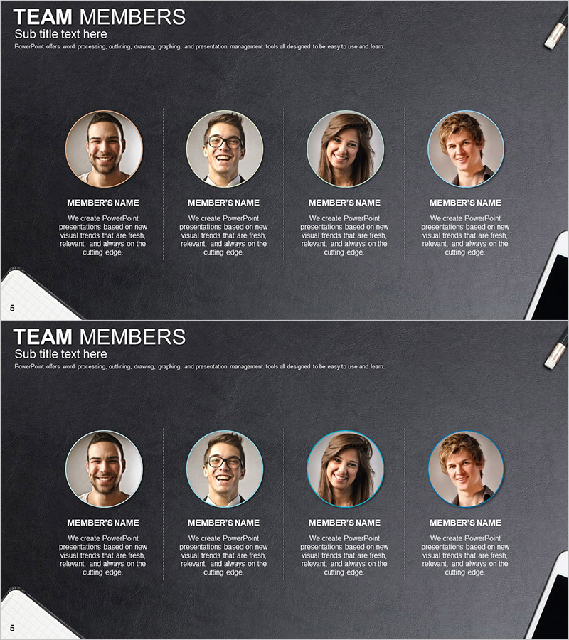 사무용품 테마 주요인력 슬라이드 – 전문가 및 팀 소개