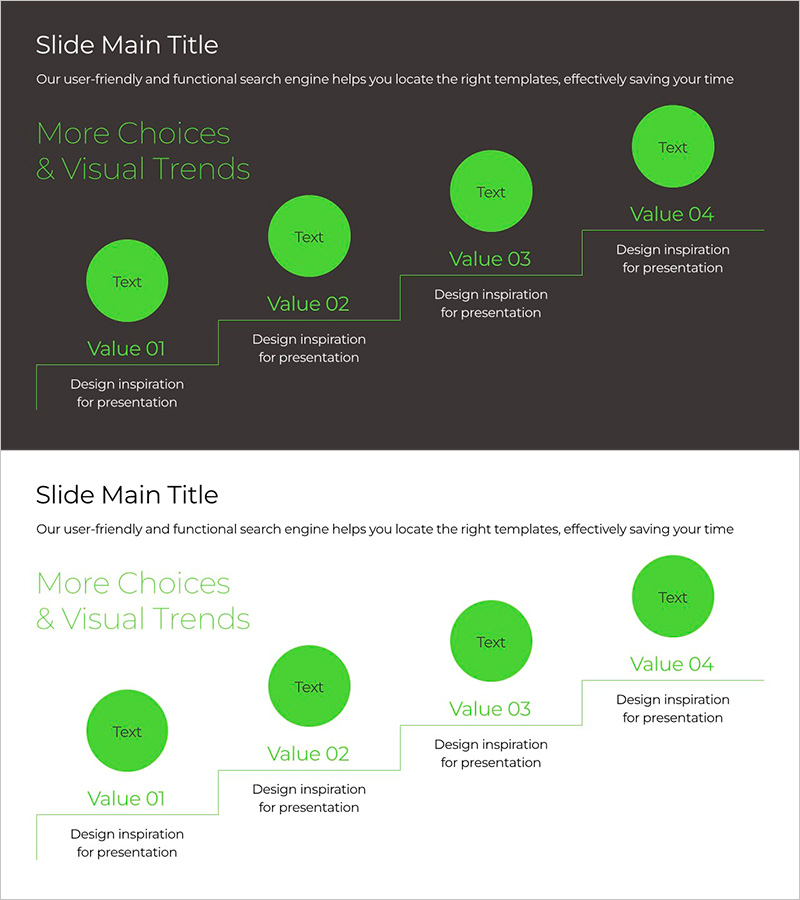 그린&그레이 와이드 템플릿 단계 다이어그램