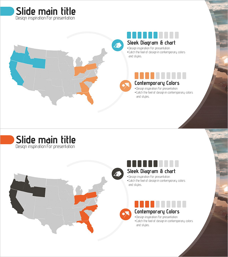 미국 타겟지역 분석 – 시장 및 경쟁사 분석을 위한 슬라이드 템플릿