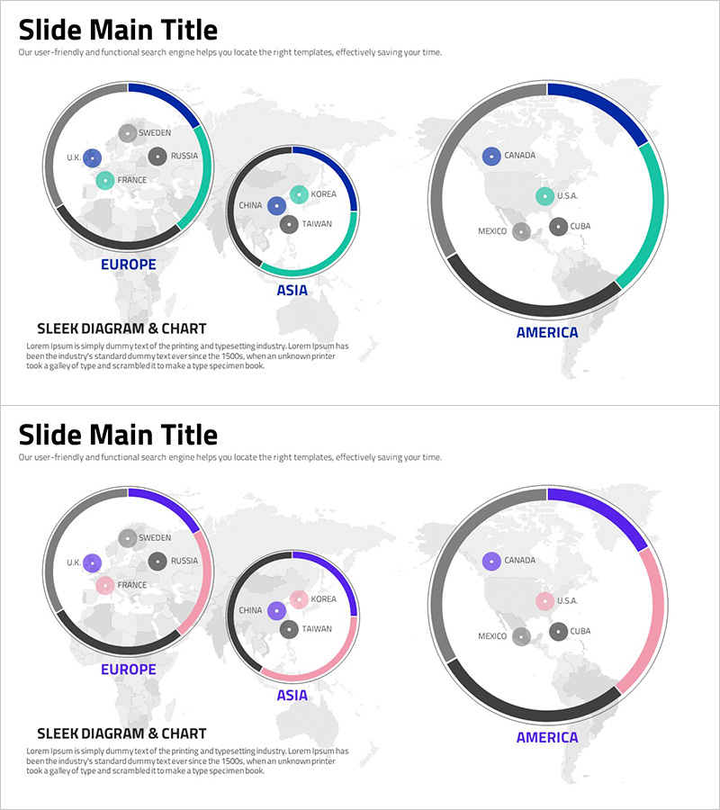 지역별 데이터 시각화를 위한 인포그래픽 슬라이드