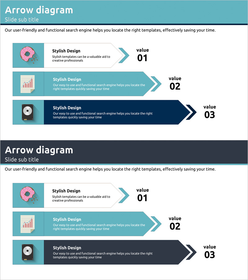 단계 화살표 다이어그램 – 비즈니스 목표를 명확하게 전달