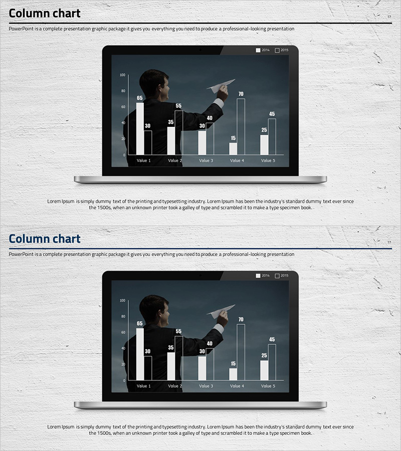 노트북 목업 막대그래프 – 경쟁사 분석을 위한 필수 슬라이드