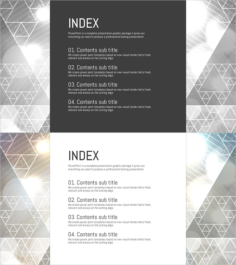 삼각패턴 템플릿 목차 – 전문성을 강조한 프레젠테이션