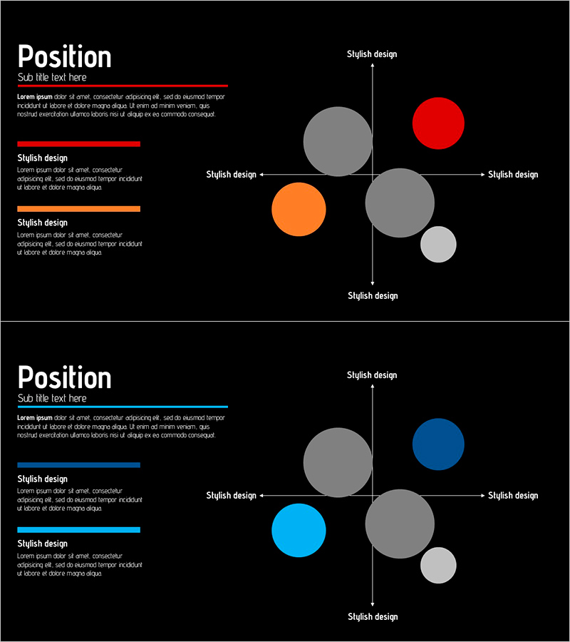 레드 블루 포지셔닝 슬라이드 – 마케팅 전략을 시각화하다