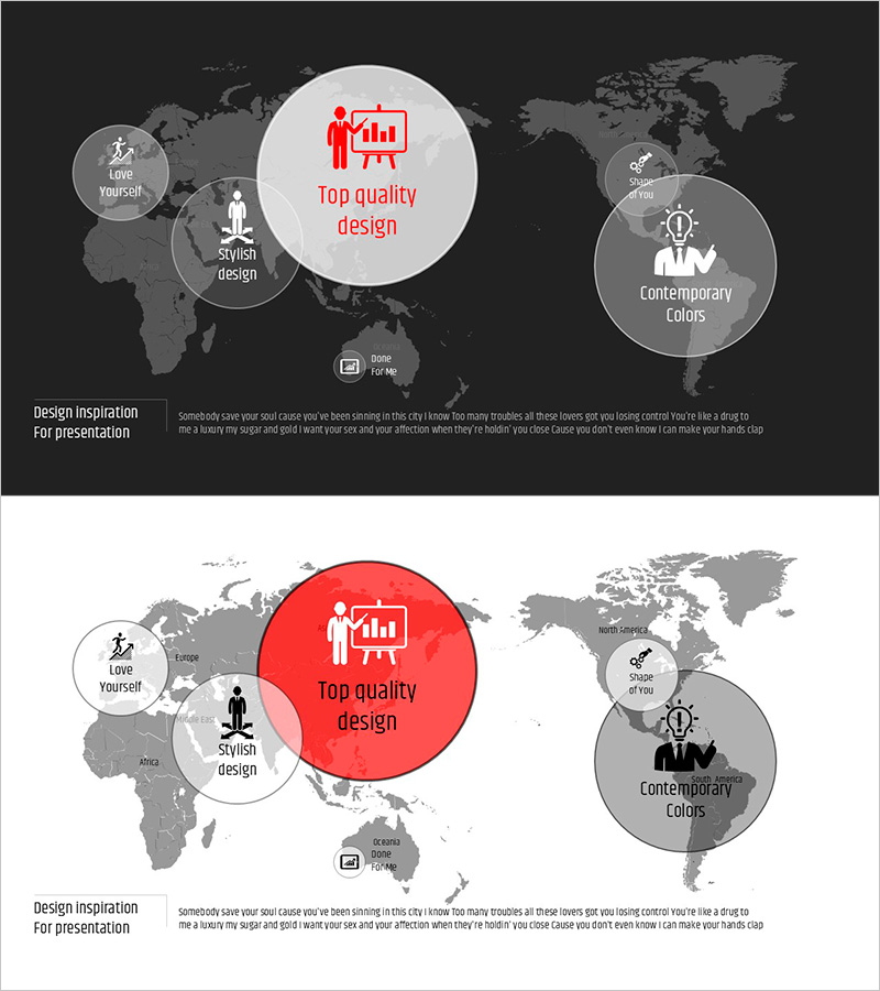 모던 와이드 PPT 템플릿 지도 – 글로벌 마케팅 전략