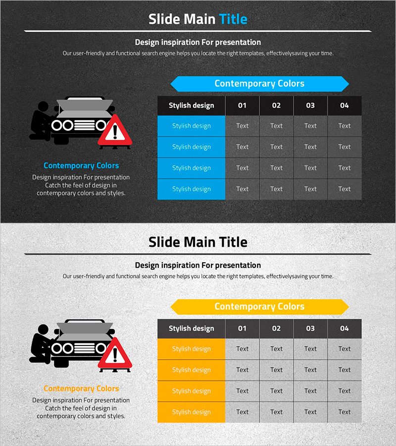 자동차와이드 슬라이드 템플릿 – 안전과 효율성 강조