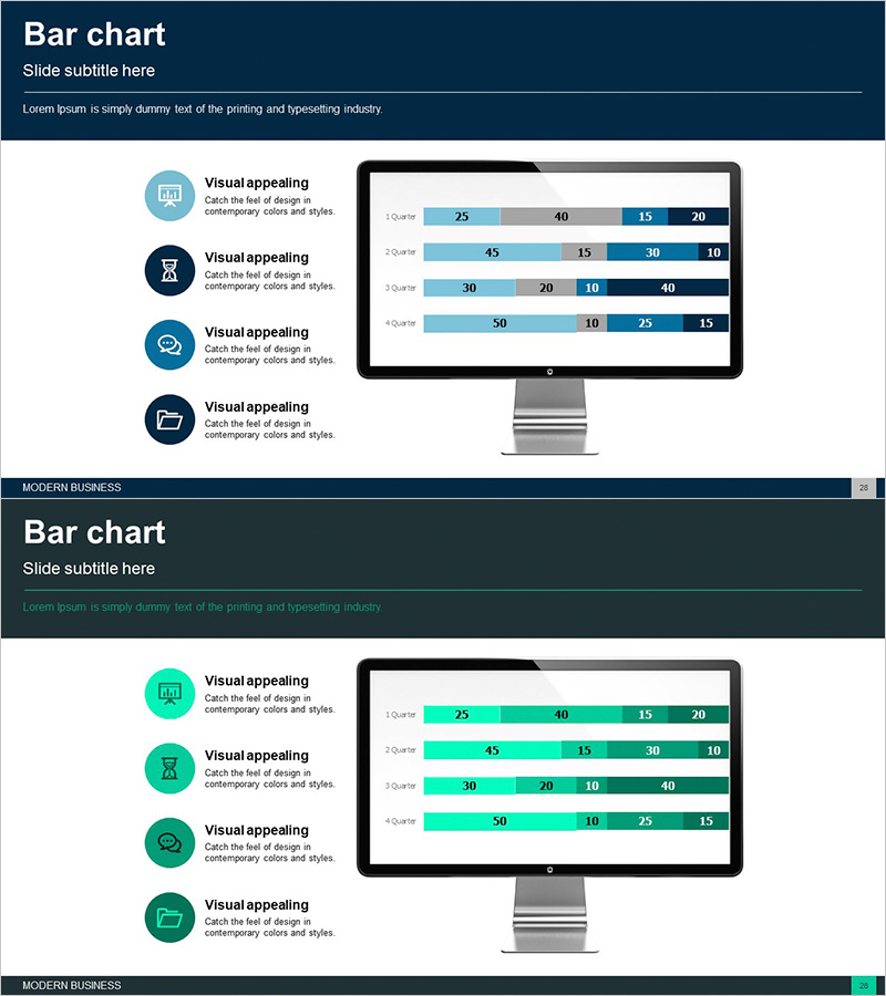 업무 분야 분석 그래프와 PC 목업