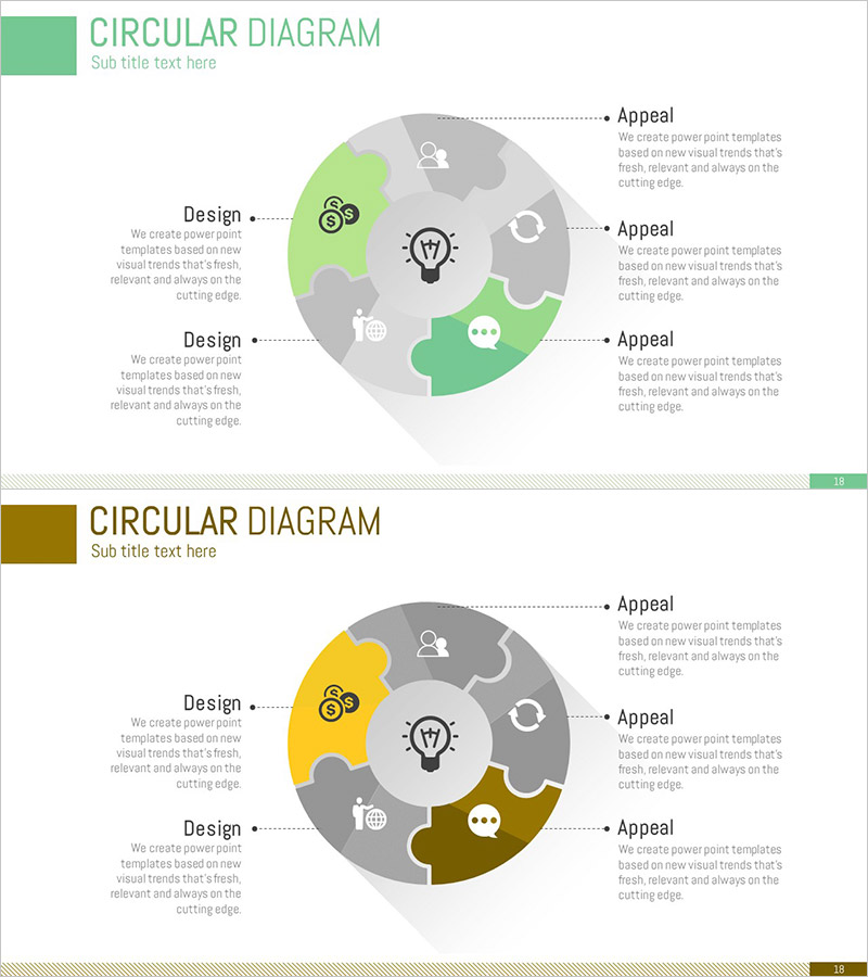퍼즐 모양 원형 다이어그램 – 사업 비전을 시각화하다