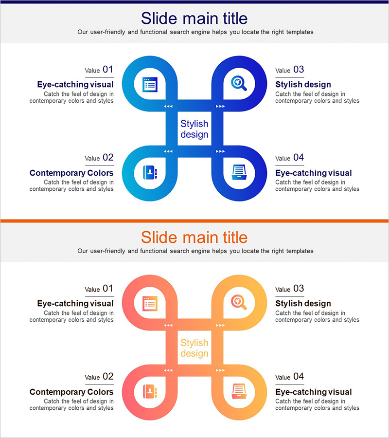 비즈니스 그라데이션 다이어그램 – 사업분야와 사업영역 시각화