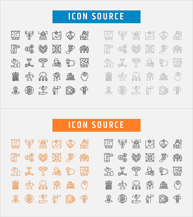 Business Presentation Slide with Icons – Collaboration and Innovation