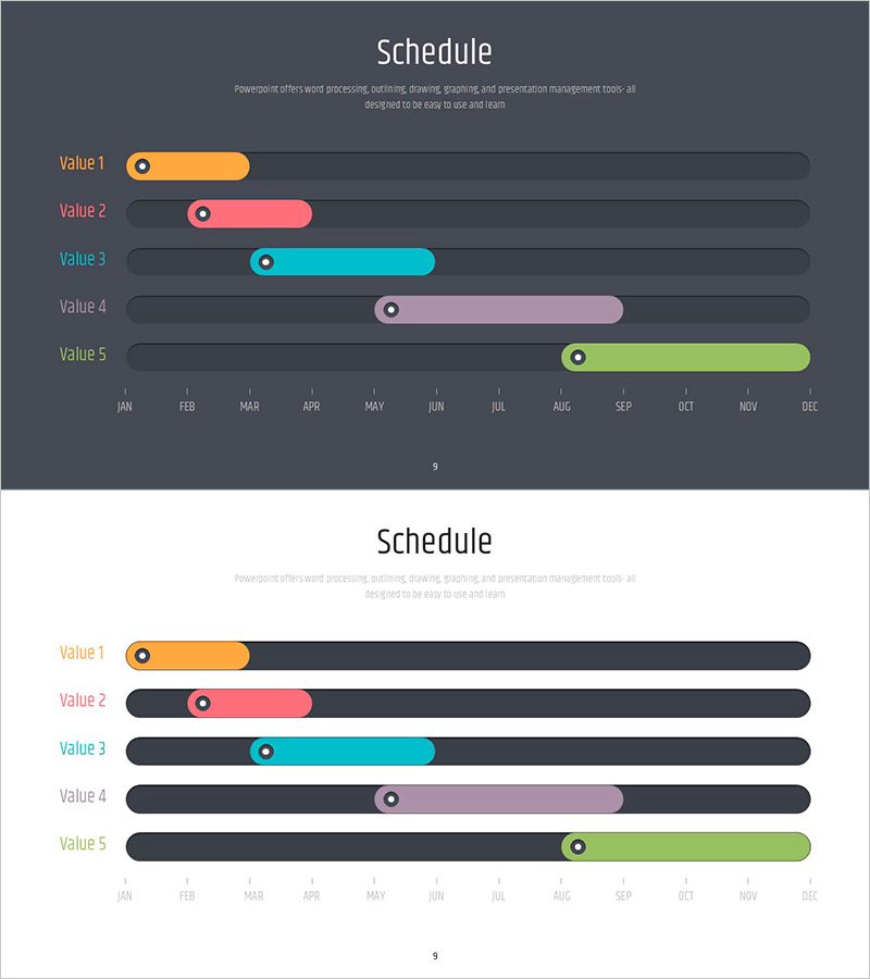 Simple PPT Wide Template Dial Style Diagram
