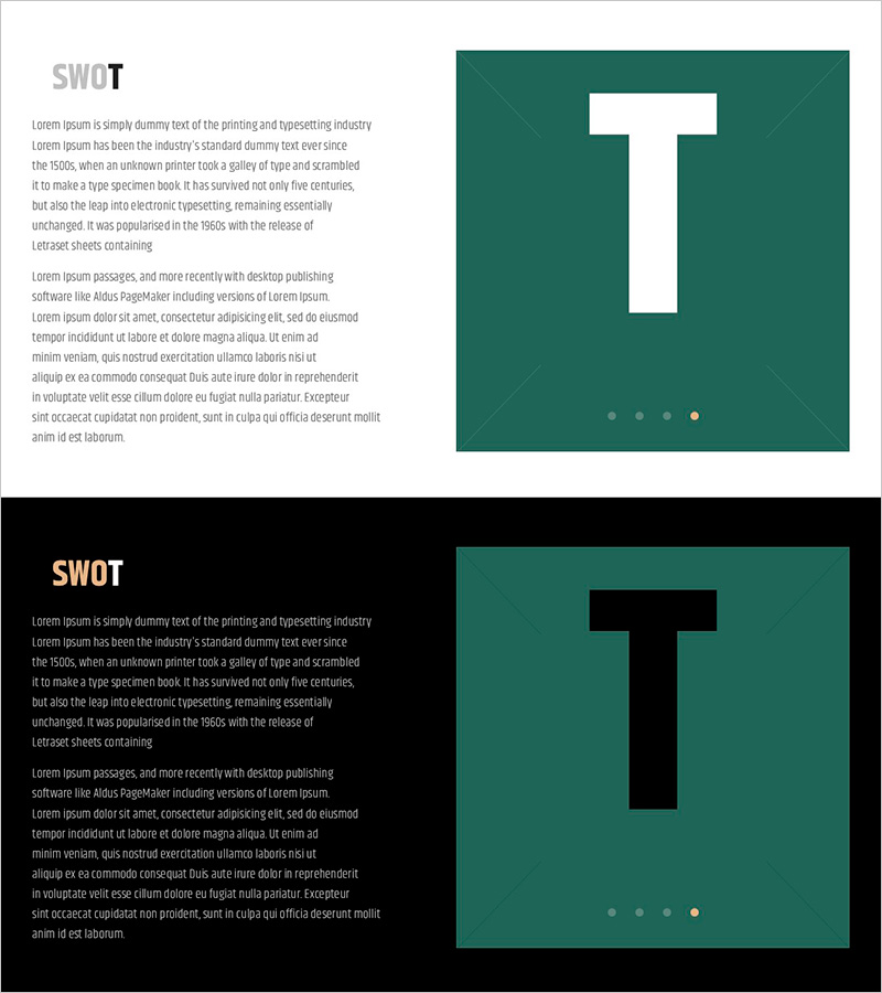 심플 & 모던 와이드 피피티 SWOT 분석 슬라이드