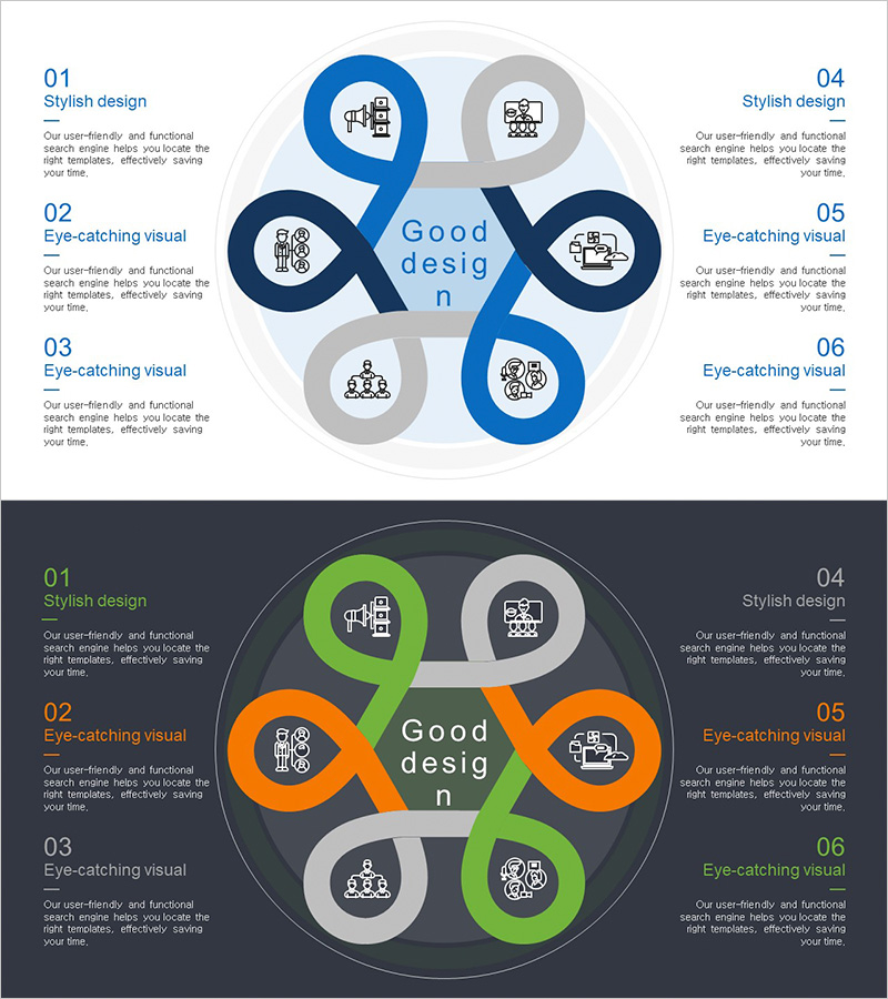 사업 영역 플라워 다이어그램 – 기업 소개에 적합한 시각화