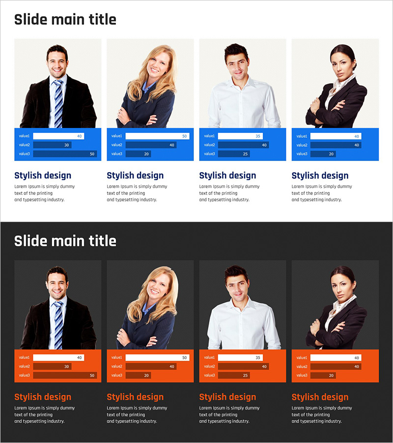 전문적인 팀 인력 분석을 위한 가로막대 그래프