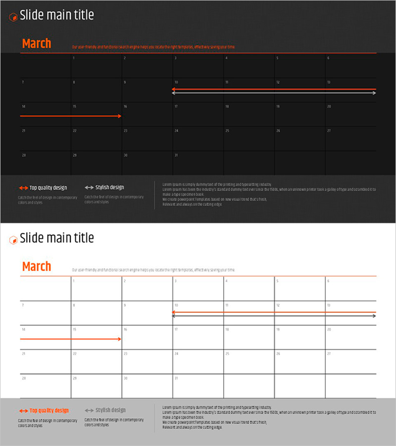 오렌지 육각형 템플릿 일정표 – 세련된 사업 관리의 필수 도구