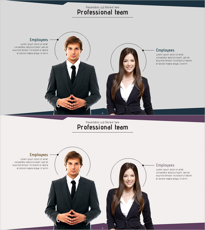 전문 팀원 소개 – 관리자 및 직원 소개 슬라이드