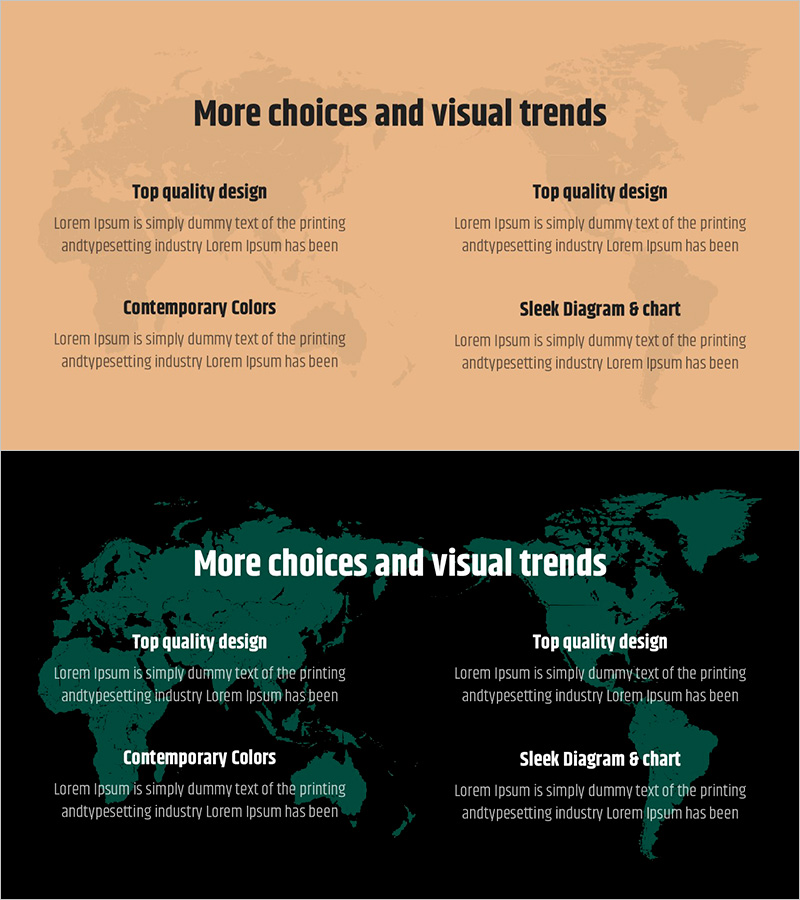 심플 & 모던 와이드 PPT 맵 – 글로벌 네트워크 시각화
