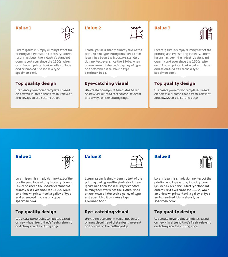 도트패턴 와이드 파워포인트 템플릿 – 상품 및 서비스 소개를 위한 사각형 박스 다이어그램