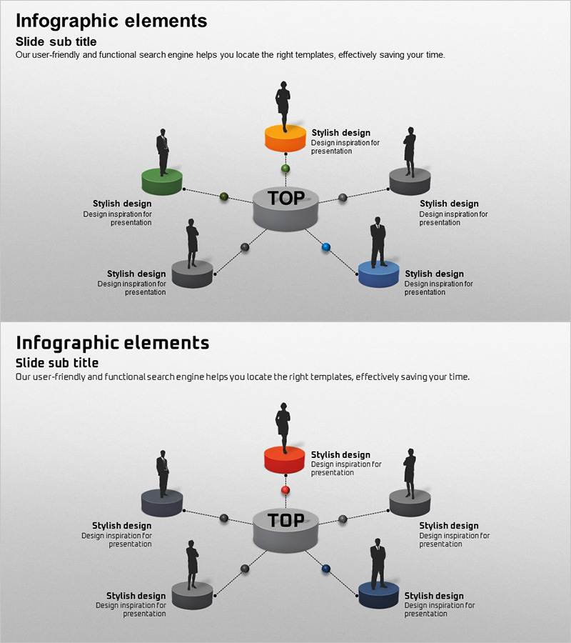 실루엣 확산 3D 다이어그램 – 동적 사업 구조 설명