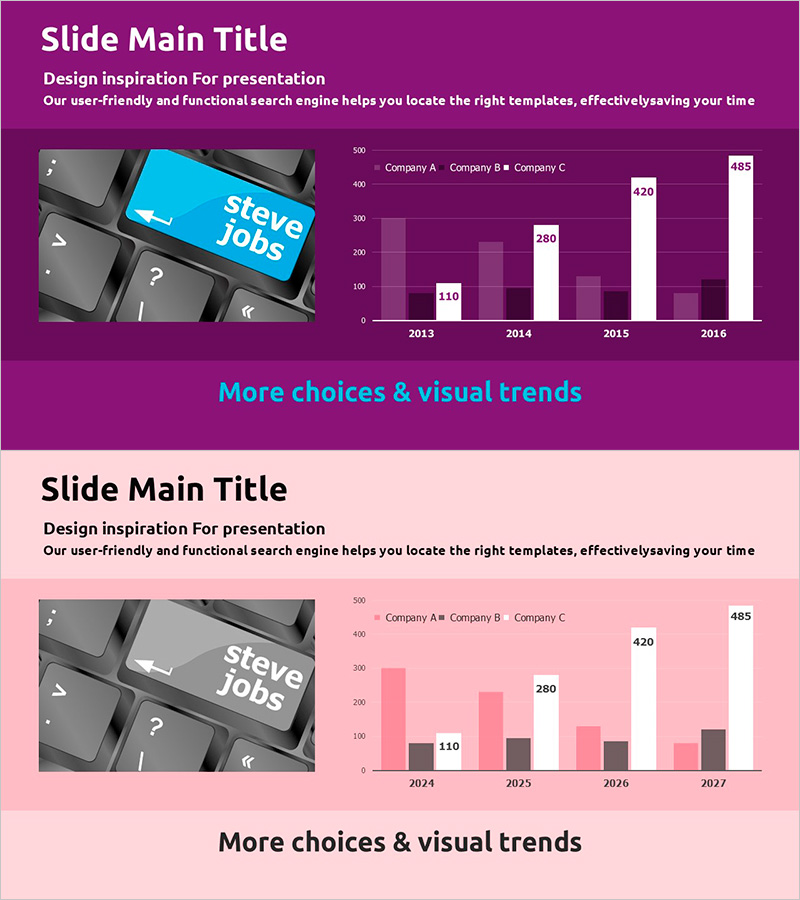 컬러 테마를 활용한 막대 그래프 슬라이드 – 사업 추진 전략