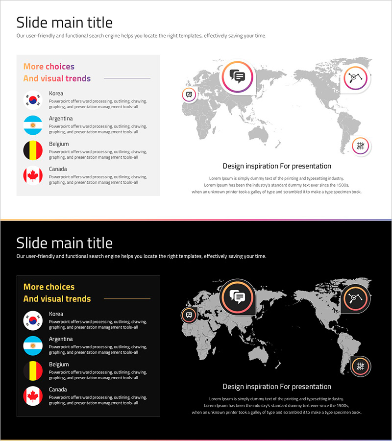 소셜 네트워크 지도 템플릿 – 글로벌 마케팅 전략