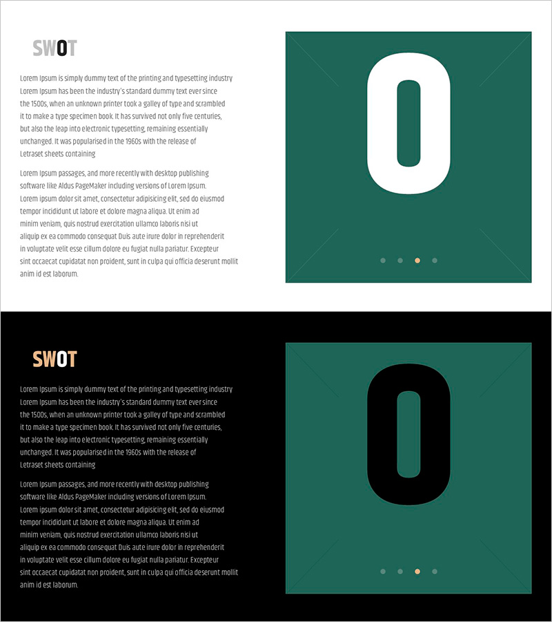 심플 & 모던 와이드 PPT SWOT-O – 직관적인 분석 도구