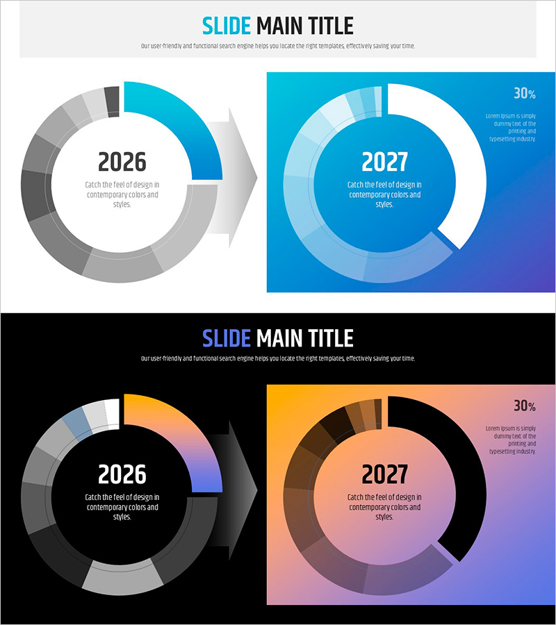 신문 와이드 파워포인트 템플릿 도넛차트