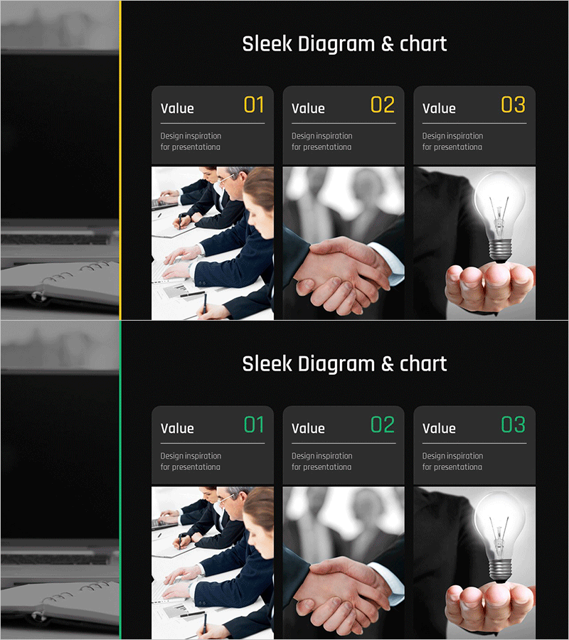 비즈니스 목표 설정 3단계 다이어그램 슬라이드